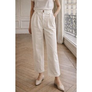 Pilcro High Waist Chino Pants Size 32 Cream Cropped Utility Wide Leg